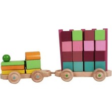 Wood Toys Ahşap Tren - 16 Küp Bloklu