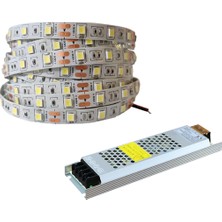 Amber LED 4040 Yeni Nesil Şerit LED Beyaz 5 Metre + 5 Amper 60W LED Trafo