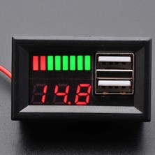 Roboyol Store USB Soketli Voltmetreli Akü Kapasite Göstergesi 12V Pil Uyumlu