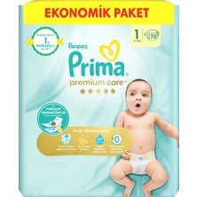 Prima Bebek Bezi Premium Care 1 Numara 70 Adet Yenidoğan Ekonomik Paket