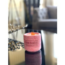 Fehu Candle Citrus Mandalina Kokulu Soya Mum Beton Saksı Marble Desenli Ahşap Fitilli Soya Mum