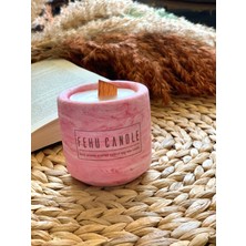 Fehu Candle Citrus Mandalina Kokulu Soya Mum Beton Saksı Marble Desenli Ahşap Fitilli Soya Mum