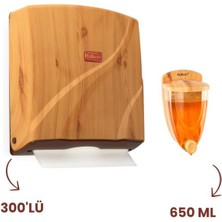 Flosoft Ahşap Görünümlü Z Katlamalı Kağıt Havluluk 300'LÜ F263 Sıvı Sabunluk 650 ml F259 Ikili Set