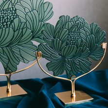 Decorium Pioni 20 cm Ayaklı Dekoratif Haki Cam Cam Obje 9-03010555