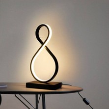 Fer Avize Tokyo Modern Tasarım Siyah Renk Beyaz Led Işıklı Led Masa Lambası - Abajur - Gece Lambası