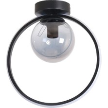 Fer Avize Holly Modern Tasarım Siyah Renk Füme Camlı Salon Mutfak Hol Beyaz Led Tekli Avize