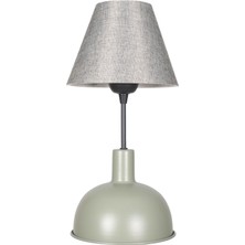 Fer Avize Prag Modern Tasarım Gri Başlıklı Yeşil Tabanlı Abajur - Masa - Gece Lambası
