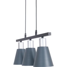 Fer Avize Trend Salon Oturma Odası Cafe Mutfak Gri Duylu Sıralı Antrasit Renk 3 Lü Avize