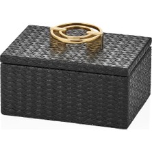 Decorium 6x10x15 cm 2 Parça Dekoratif Siyah Deri Kutu 9-03010144