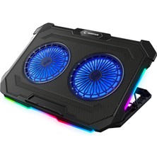 Rampage Sirius S46 RGB Işıklı 2 Fanlı Yükseklik Ayarlı 125 *125*15 2 USB Port Notebook Soğutucu