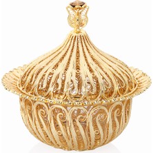 Decorium Zarafet Altın Kaplama 14,5 cm Kapaklı Trabzon El İşçiliği Telkari Şekerlik 9-03010078
