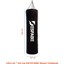 Desfabe Boxing Star 120X32CM Zincirli Boks Kum Torbası Siyah+Aparat+Boks Eldiveni+Bandaj+Atlama Ipi