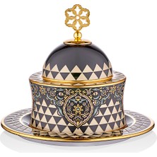 Decorium Asaf 24 Ayar Altın Yaldızlı 23,5 cm 2 Parça Kapaklı Dekoratif Kubbe Cam Lokumluk 9-03010015