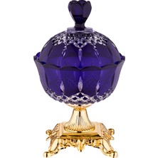 Decorium Cristalline Pirinç Kaplama 28 cm Ayaklı Dekoratif Mor Cam Şekerlik 9-03010002