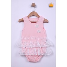 Babyhola %100 Pamuk Kız Bebek Çift Kat Elbise Atlet Badi 3527