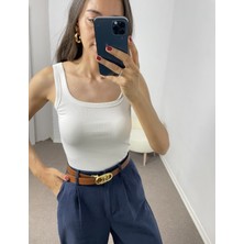 Myrum Butik Ekru U Yaka Fitilli Atlet S