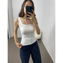 Myrum Butik Ekru U Yaka Fitilli Atlet S