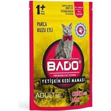 Bado Parça Kuzu Etli Yetişkin Kediler Için Yaş Mama 85 Gram x 24 Paket