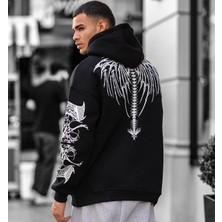 Amor Man Büyük Beden Özel Tasarım Kapüşonlu Omurga Dark Sırt Baskılı Modern Battal Erkek Sweatshırt
