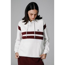 Ellesse Kapüşonlu Sweatshirt Kadınlar İçin Düz Desenli Beyaz ve Bordo Renk 3 İplik Pamuk