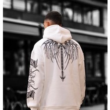 Amor Man Büyük Beden Özel Tasarım Kapüşonlu Omurga Dark Sırt Baskılı Modern Battal Erkek Sweatshırt