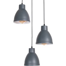 Fer Avize Denis Modern Tasarım Salon - Mutfak - Cafe Antrasit Renk Sarkıt 3 Lü Avize