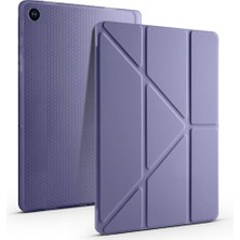 Wowcase Galaxy Tab A9 Plus Kılıf Zore Tri Folding Kalem Bölmeli Standlı Kılıf-Mor