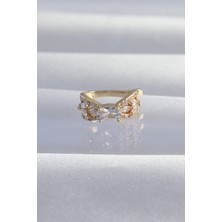 Çarşı Point Pirinç Gold Renk Zirkon Taş Kaplama Earcuff Küpe