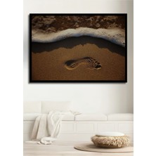 Teona Ahşap Dekoratif Yatay Sahildeki Ayak Izi Duvar Tablo Ahşap Dikdörtgen Tablo