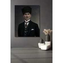 Dekoratif Dikey Atatürk Duvar Tablo Ahşap Dikdörtgen Tablo