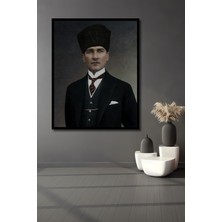 Dekoratif Dikey Atatürk Duvar Tablo Ahşap Dikdörtgen Tablo