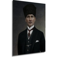 Dekoratif Dikey Atatürk Duvar Tablo Ahşap Dikdörtgen Tablo
