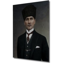 Dekoratif Dikey Atatürk Duvar Tablo Ahşap Dikdörtgen Tablo