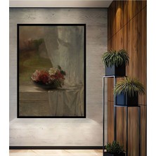 Ahşap Vintage Çiçek Galeri Duvarı,sanatsal Baskı,tablo Çerçeve Görünümlü Dikey Duvar Tablo