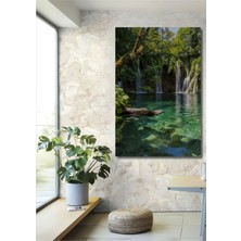 Dekoratif Dikey Ormandaki Gölet Duvar Tablo Ahşap Dikdörtgen Tablo