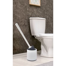 Ata Home Silikon Wc Tuvalet Banyo  Fırçası Klozet Fırçası Beyaz-Gri Oval