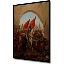 Teona Ahşap Dekoratif Osmanlı Istanbul Fetih Ahşap Tablo Çerçeve Görünümlü Dikey Duvar Dekorasyon Tablosu