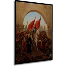 Teona Ahşap Dekoratif Osmanlı Istanbul Fetih Ahşap Tablo Çerçeve Görünümlü Dikey Duvar Dekorasyon Tablosu