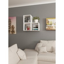 Dekormer Design Kitaplık Kare Duvar Rafı 3 Lü Takım Beyaz