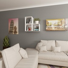 Dekormer Design Kitaplık Kare Duvar Rafı 3 Lü Takım Beyaz