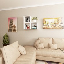 Dekormer Design Kitaplık Kare Duvar Rafı 3 Lü Takım Beyaz