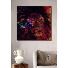 Dekoratif Dikey Neon Aslan Modern Sanat Duvar Tablo Ahşap Dikdörtgen Tablo