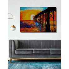 Teona Ahşap Dekoratif Ahşap Tablo Deniz Manzarası 3 Boyutlu Rıhtım 3 Boyutlu Şık Yatay Duvar Dekorasyon Tablosu