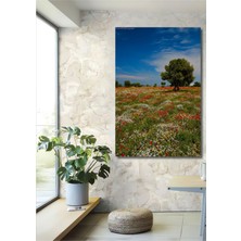 Teona Ahşap Dekoratif Dikey Kır Çiçekleri Duvar Tablo Ahşap Dikdörtgen Tablo