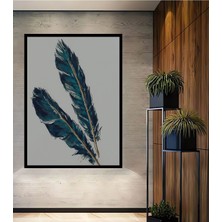 Teona Ahşap Dekoratif Dekoratif Kuş Tüyü Duvar Ahşap Tablo Çerçeve Görünümlü Dikey Duvar Dekorasyon Tablosu