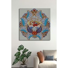 Teona Ahşap Dekoratif Dikey Çini Desen Duvar Tablo Ahşap Dikdörtgen Tablo