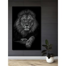 Dekoratif Aslan Leopar Ahşap Tablo Çerçeve Görünümlü Dikey Duvar Dekorasyon Tablosu