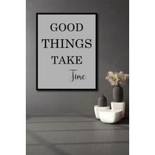 Ahşap Good Things Take Time Uv Mdf Tablo Seti Çerçeve Görünümlü Dikey Duvar Dekorasyon Tablosu
