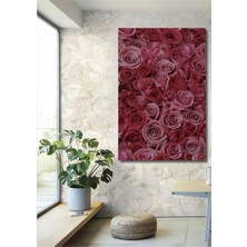 Teona Ahşap Dekoratif Dikey Pembe Güller Duvar Tablo Ahşap Dikdörtgen Tablo