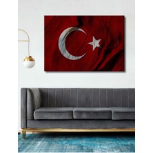 Dekoratif Ahşap Tablo Türk Bayrağı (Ay Yıldız) Şık Yatay Duvar Dekorasyon Tablosu